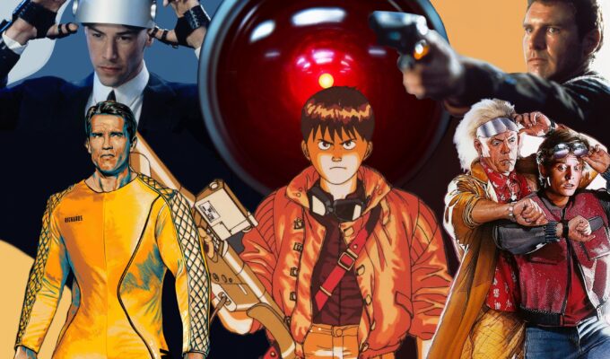 21st century according to science fiction, featuring johnny mnemonic, running man, akira, back to the future, 2001 a space odyssey, and blade runner