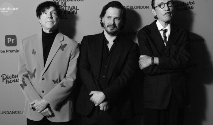 Sundance London festival red carpet for The Sparks Brothers premiere with director Edgar Wright, Russell Mael and Ron Mael