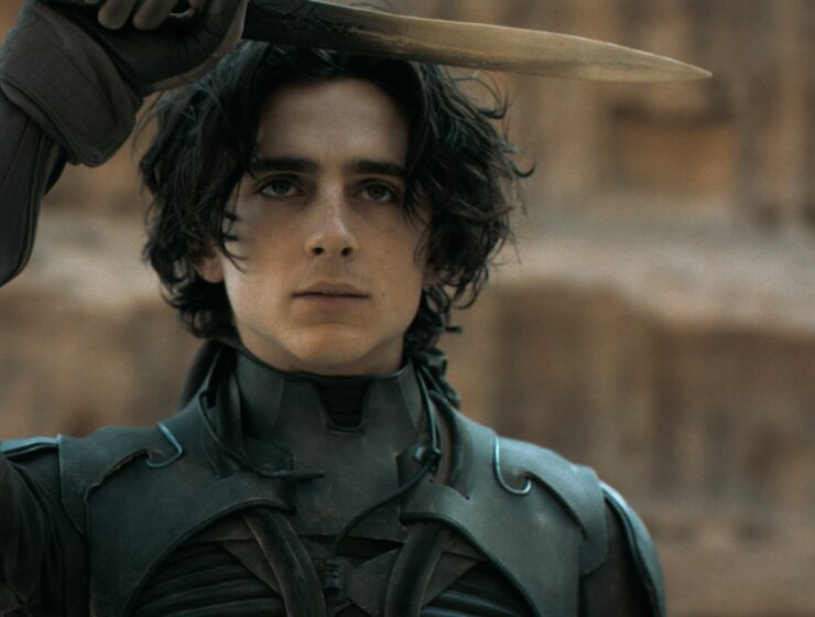 Timothee Chalamet as Paul Atreides on Akkaris in Dune