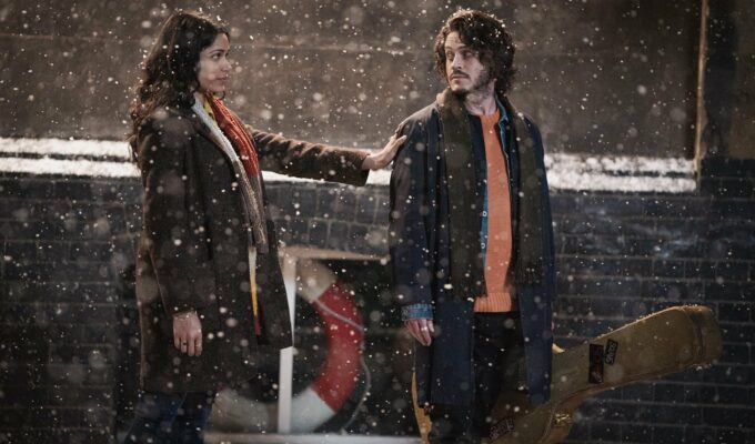 Freida Pinto and Iwan Rheon in A Christmas Number One
