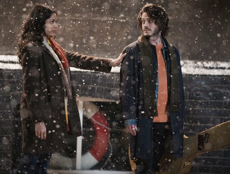 Freida Pinto and Iwan Rheon in A Christmas Number One