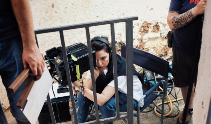 Blerta Basholli behind the scenes of her directorial debut Hive