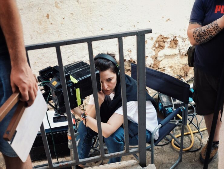 Blerta Basholli behind the scenes of her directorial debut Hive