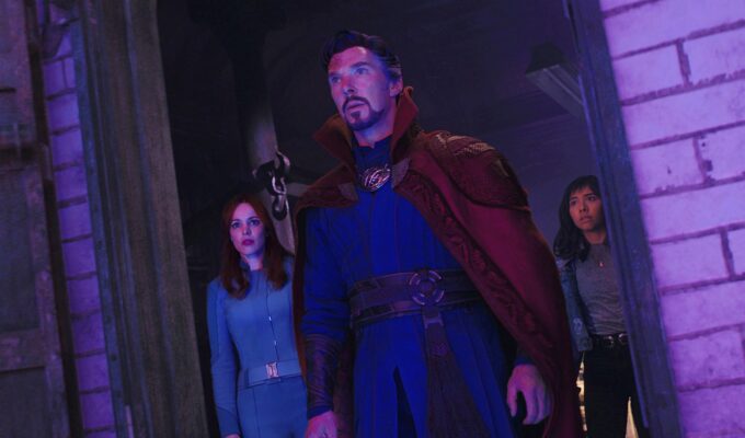 Benedict Cumberbatch, Rachel McAdams and Xochitl Gomez in Doctor Strange in the Multiverse of Madness