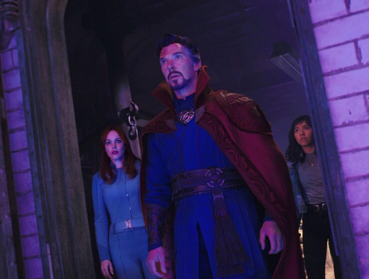 Benedict Cumberbatch, Rachel McAdams and Xochitl Gomez in Doctor Strange in the Multiverse of Madness