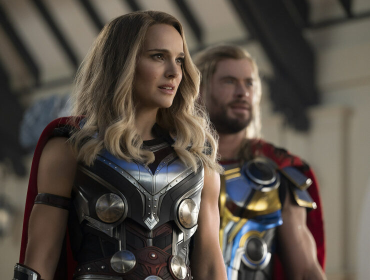 Natalie Portman as the Mighty Thor and Chris Hemsworth in Thor: Love and Thunder