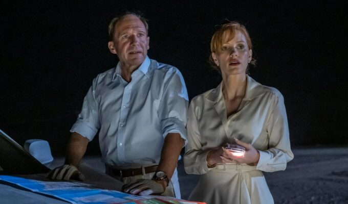 Ralph Fiennes and Jessica Chastain in The Forgiven