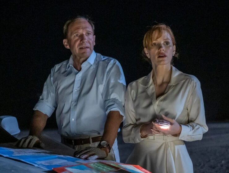 Ralph Fiennes and Jessica Chastain in The Forgiven