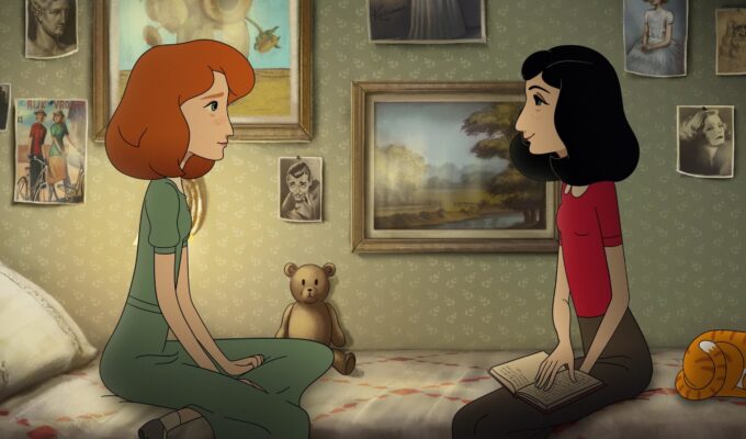 Anne Frank and Kitty as depicted in animated film Where is anne frank