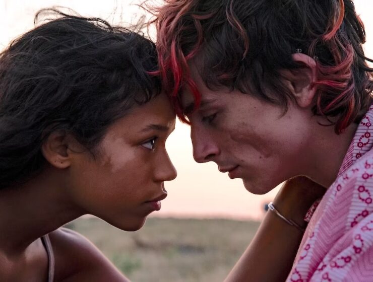 Taylor Russell as Maren and Timothee Chalamet as Lee in Bones and All from director Luca Guadagnino