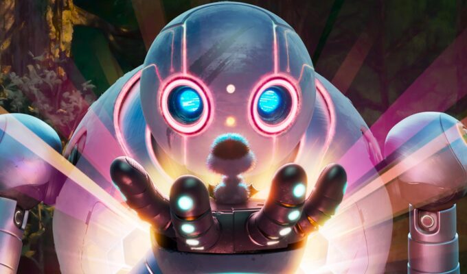 kit connor as brightbill and lupita nyong'o as roz in the wild robot